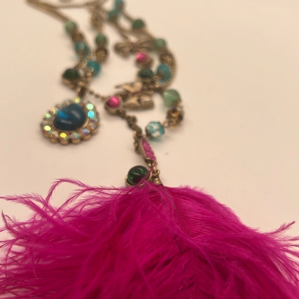 Betsy Johnson, feather and eyes necklace